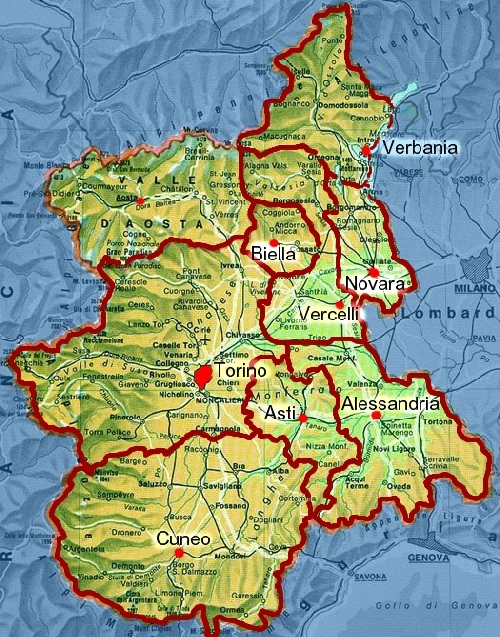 Karte Piemont