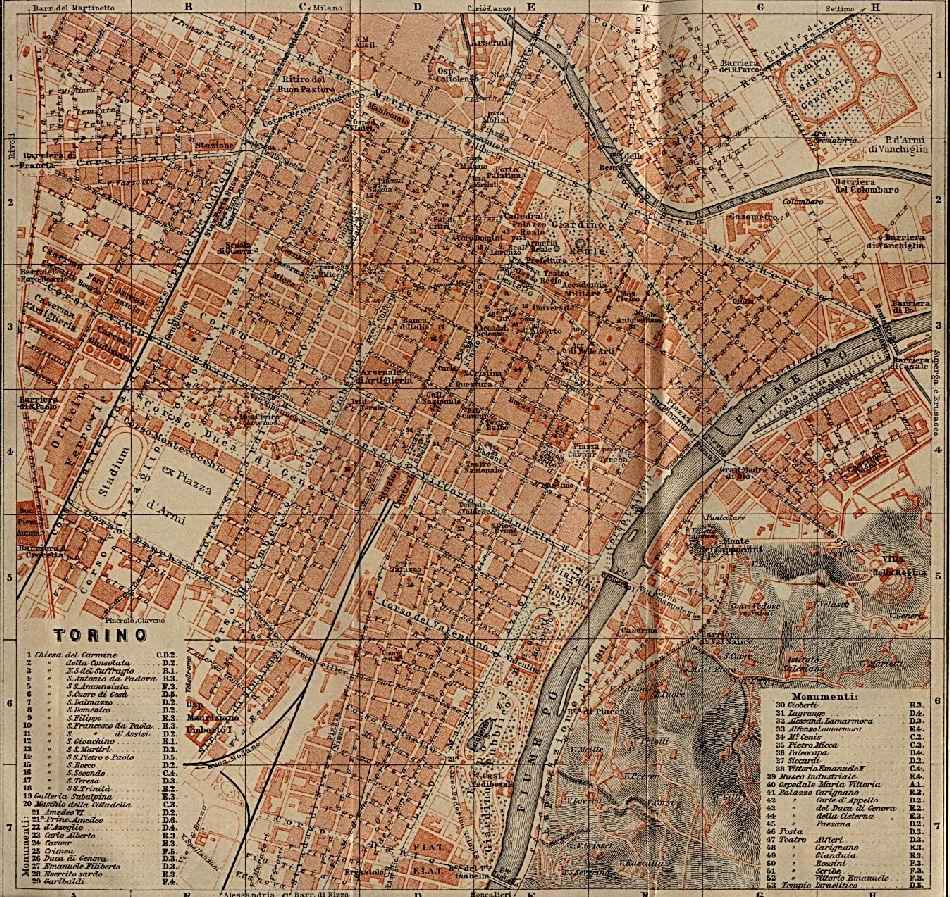 Karte von Turin 1913
